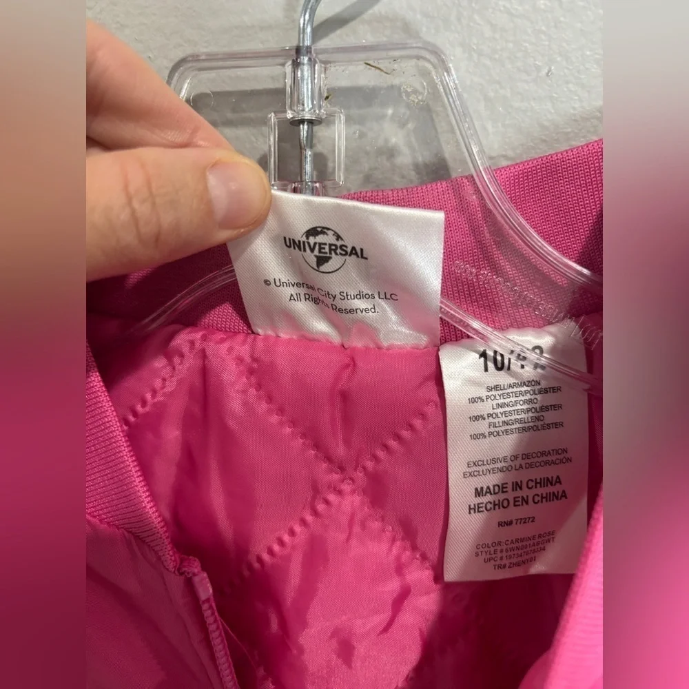 Wicked Youth Girls Full-Zip Pink Mid-weight Ruched Bomber Jackets 10/12